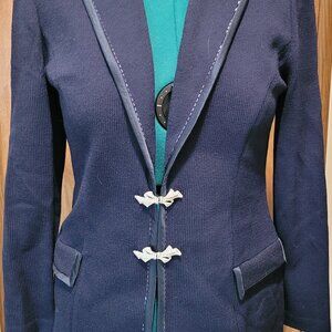 St. John By Marie Gray Evening Navy Blue Santana Knit Size 6 Jacket Evening Wear